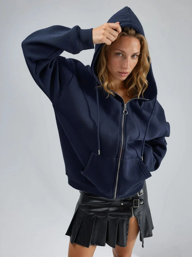 بوسيم BUSEM Hooded Oversized Zip-Up Jacket